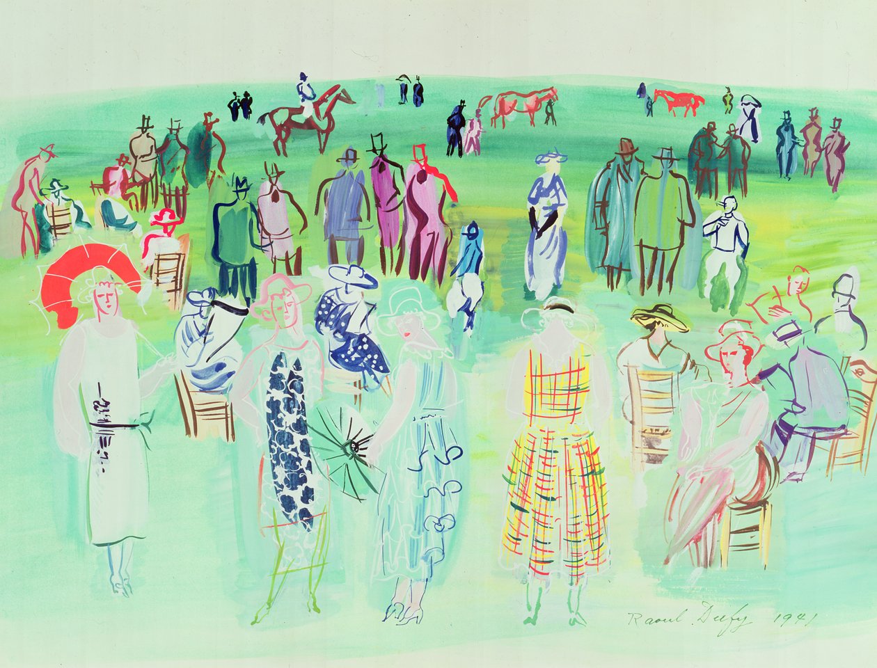 Modele Poiret na wyścigach autorstwa Raoul Dufy