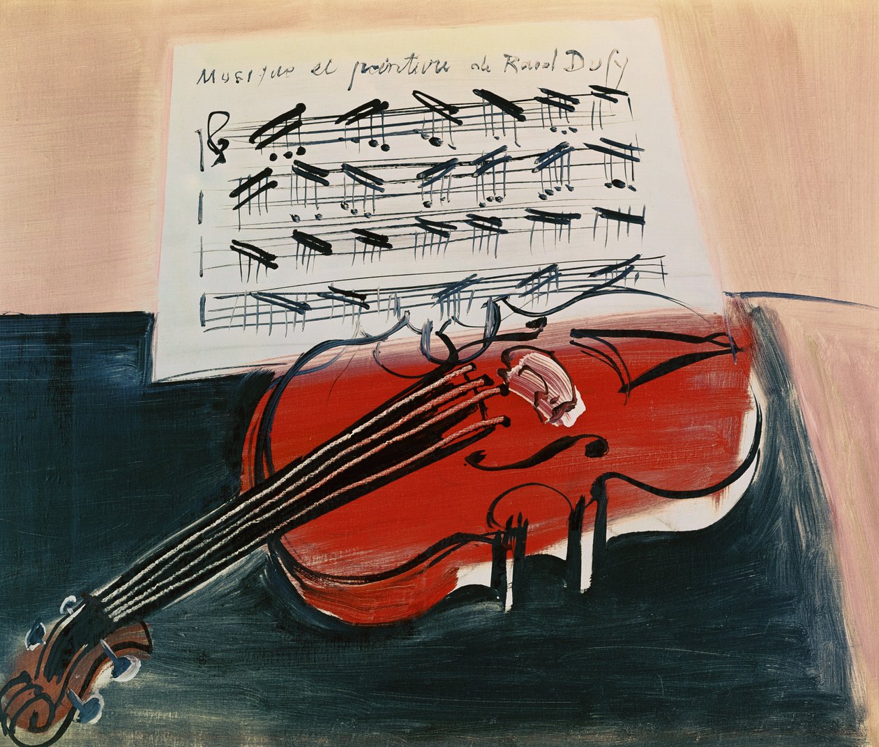 Czerwone skrzypce, ok. 1948 (olej na płótnie) autorstwa Raoul Dufy