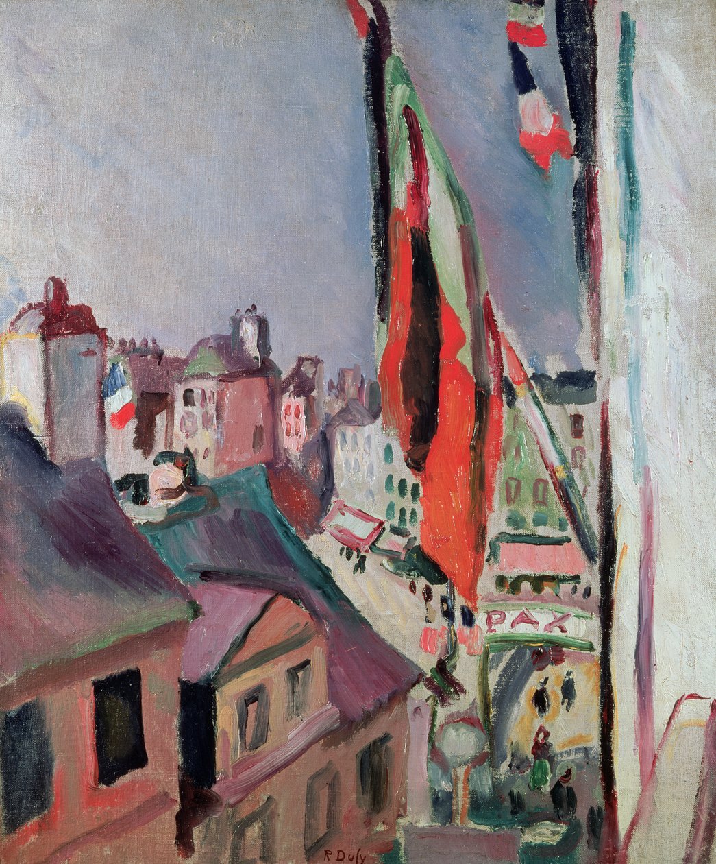 Ulica udekorowana flagami autorstwa Raoul Dufy