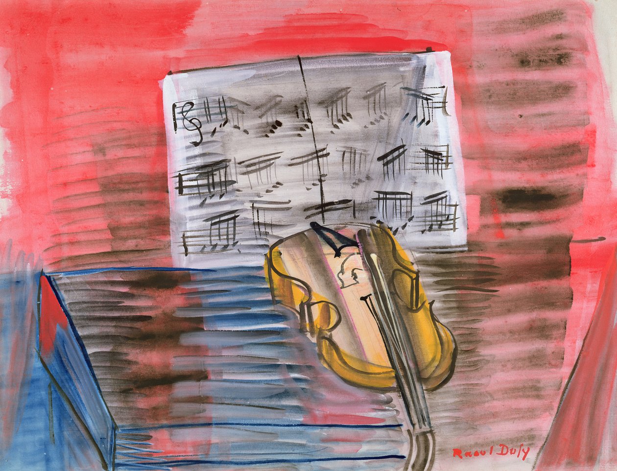 Żółte skrzypce (gwasz i ołówek na papierze) autorstwa Raoul Dufy