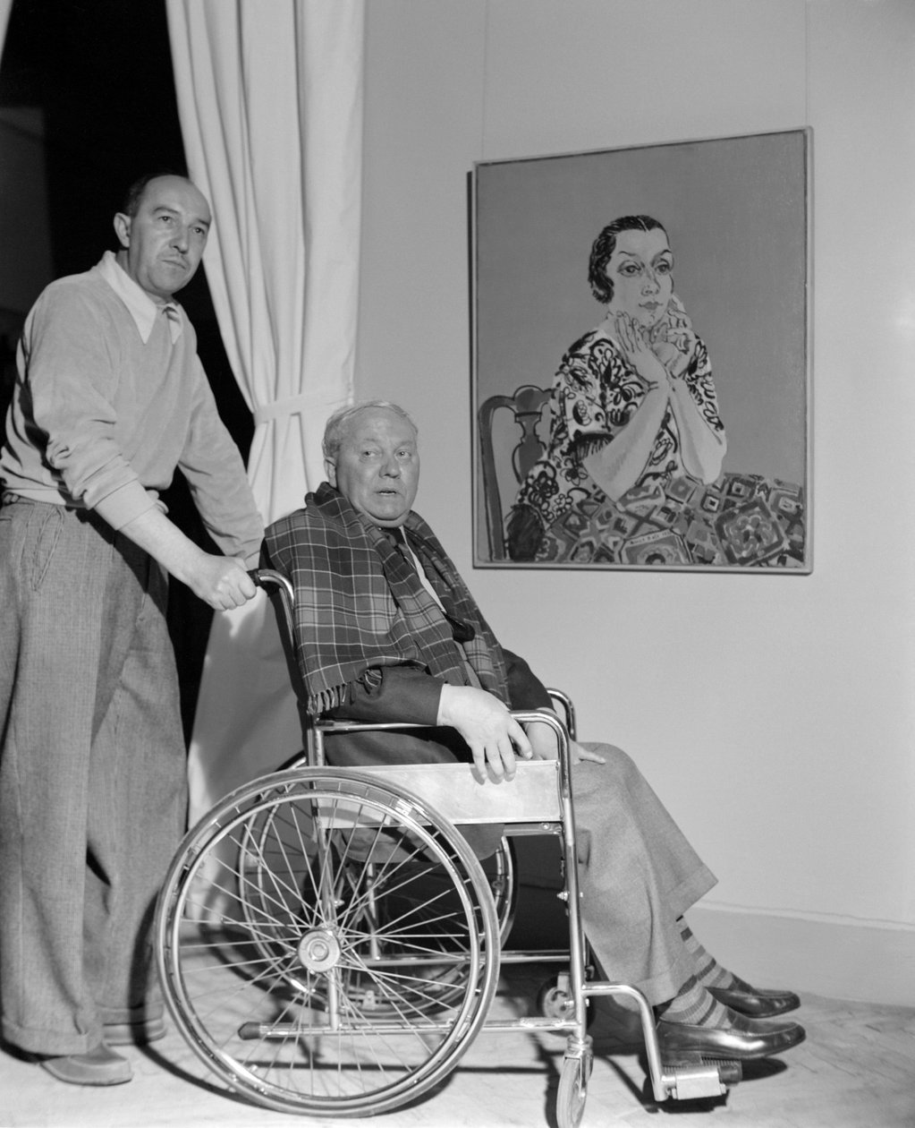 Malarz Raoul Dufy w Wenecji (na wózku inwalidzkim) - 1952 r. (zdjęcie czarno-białe) autorstwa Raoul Dufy