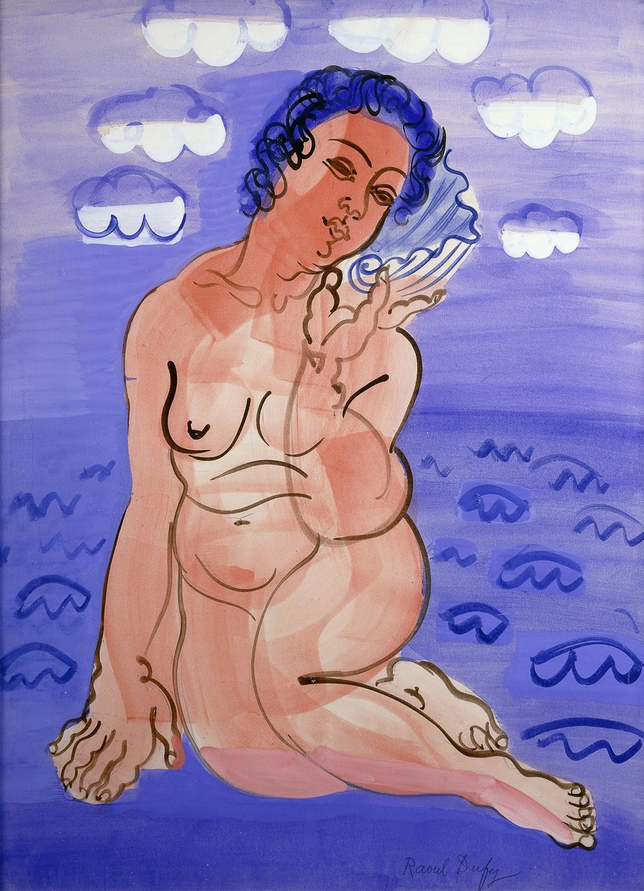Wenus z muszlą; Wenus a la Coquille, ok. 1925-1930 (akwarela i gwasz na papierze ołówkiem) autorstwa Raoul Dufy