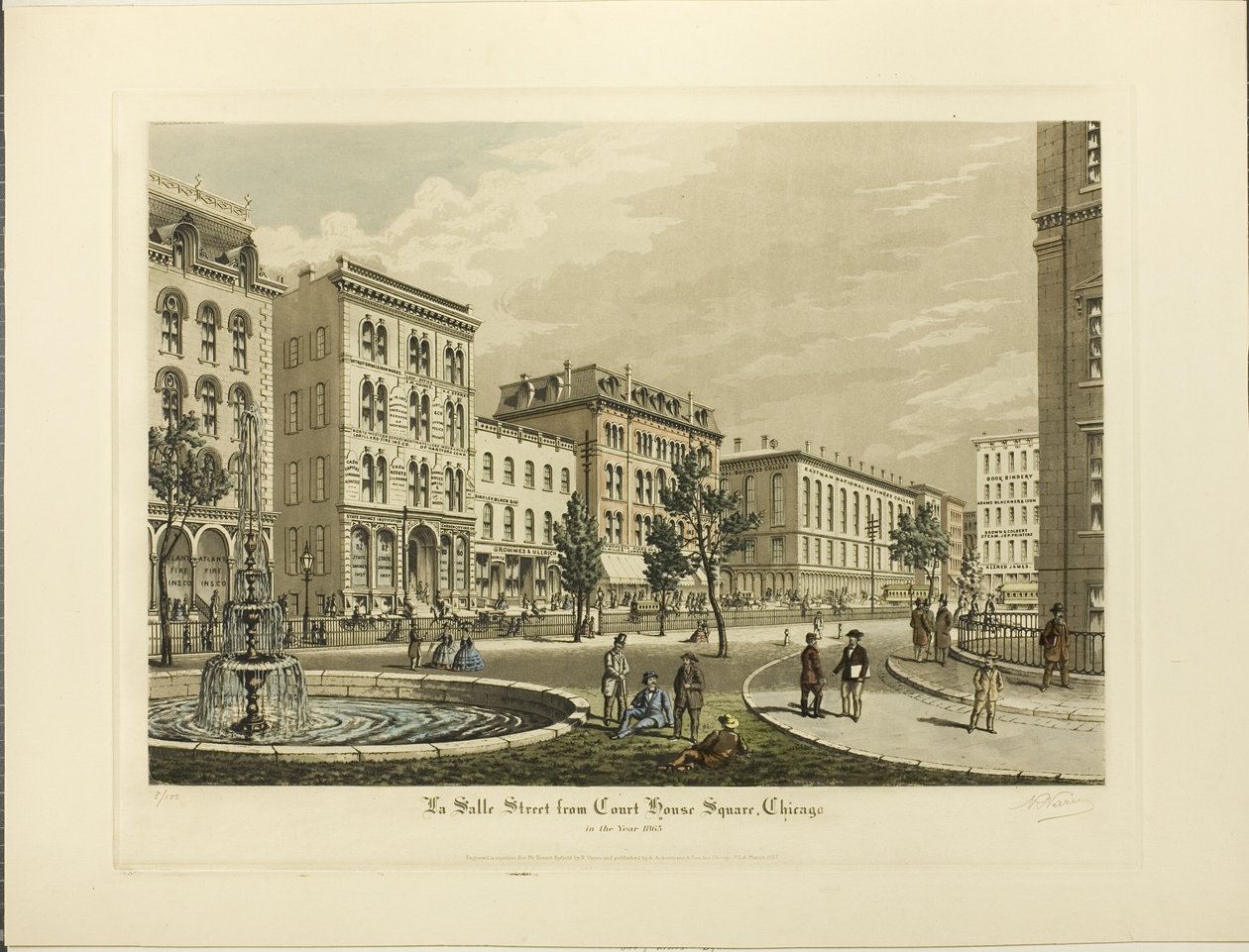 Ulica La Salle z Court House Square w Chicago w roku 1865 autorstwa Raoul Varin