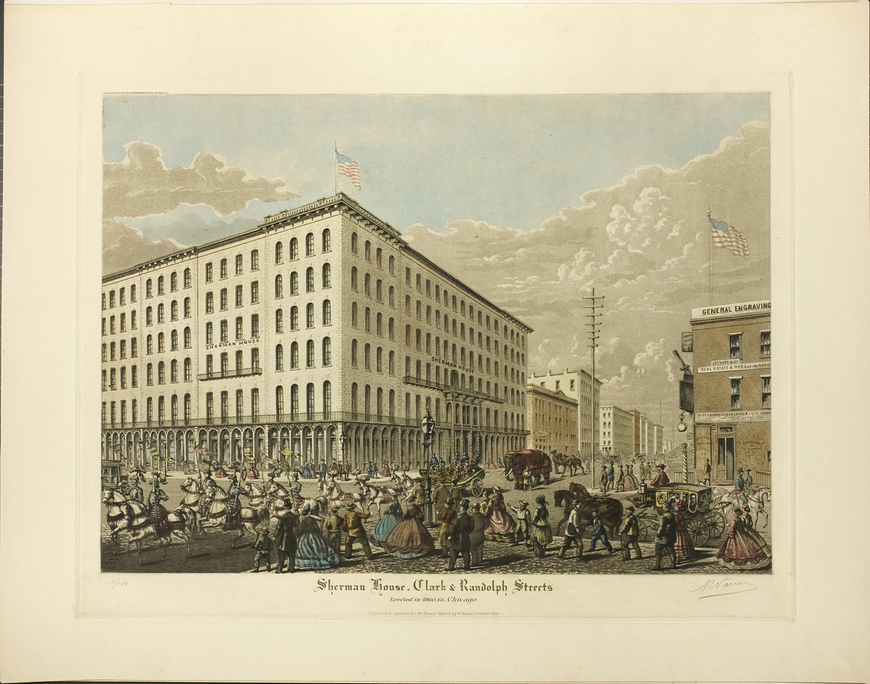 Sherman House, Clark i Randolph Streets, wzniesiony w latach 1860-61, Chicago autorstwa Raoul Varin