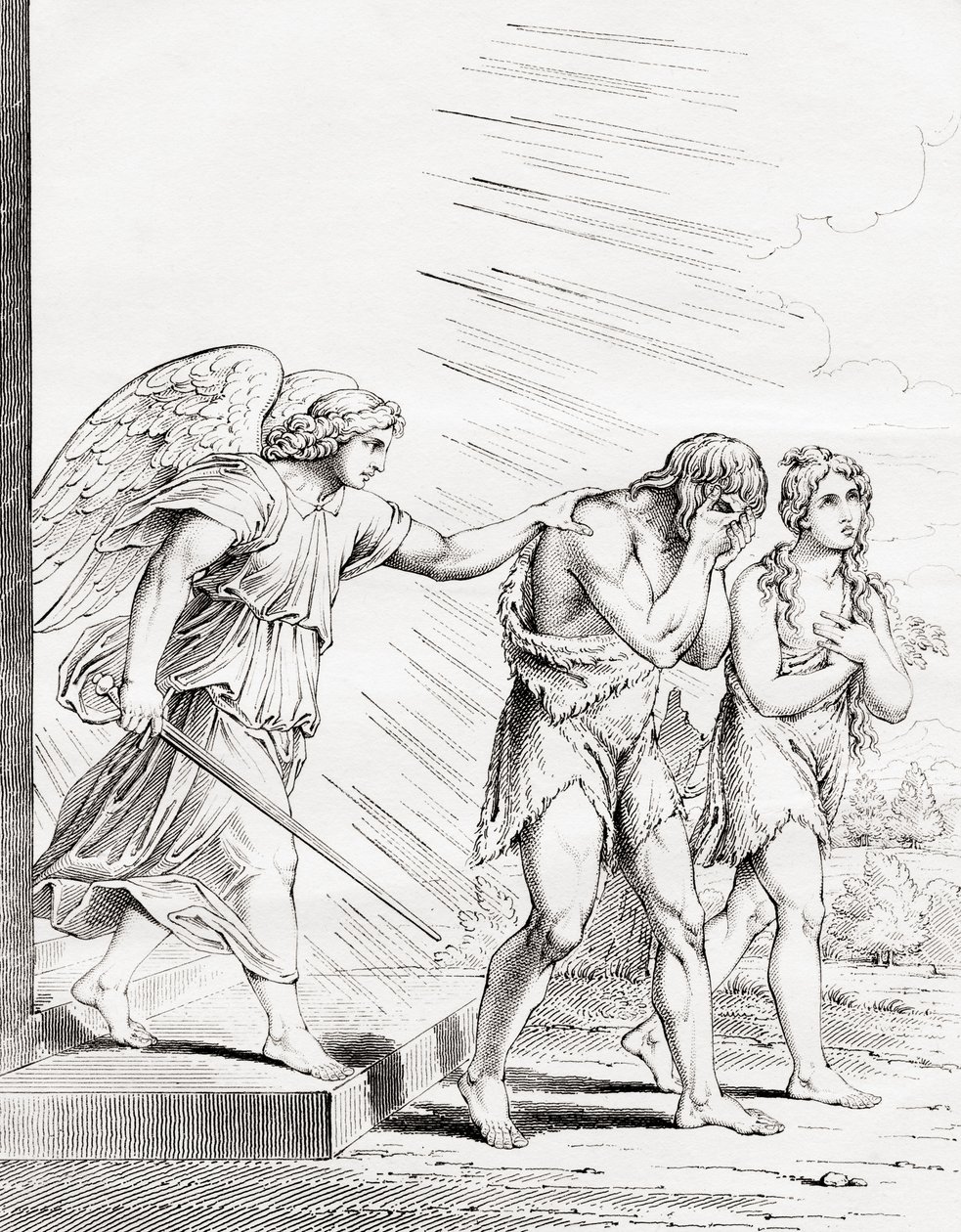 Adam i Ewa wygnani z Raju, XIX w. autorstwa Raffaello Sanzio Raphael