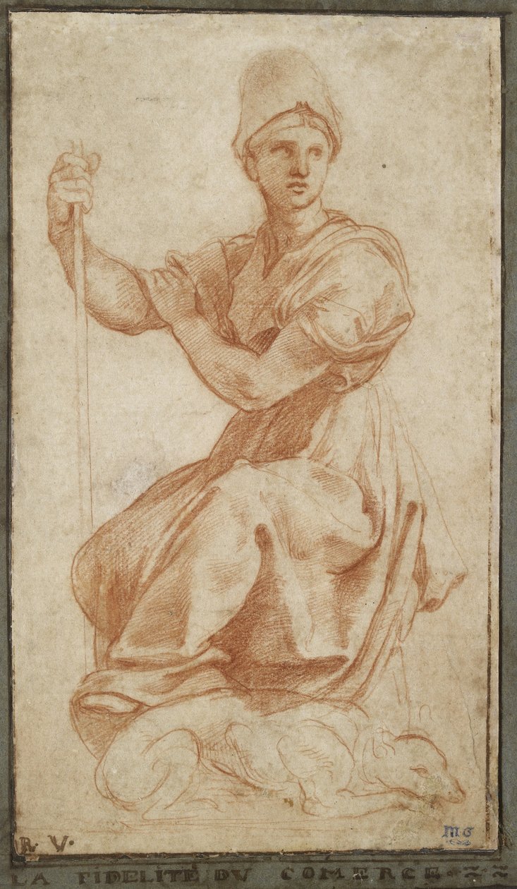 Alegoryczna postać kobieca (czerwona kreda na papierze) autorstwa Raffaello Sanzio Raphael