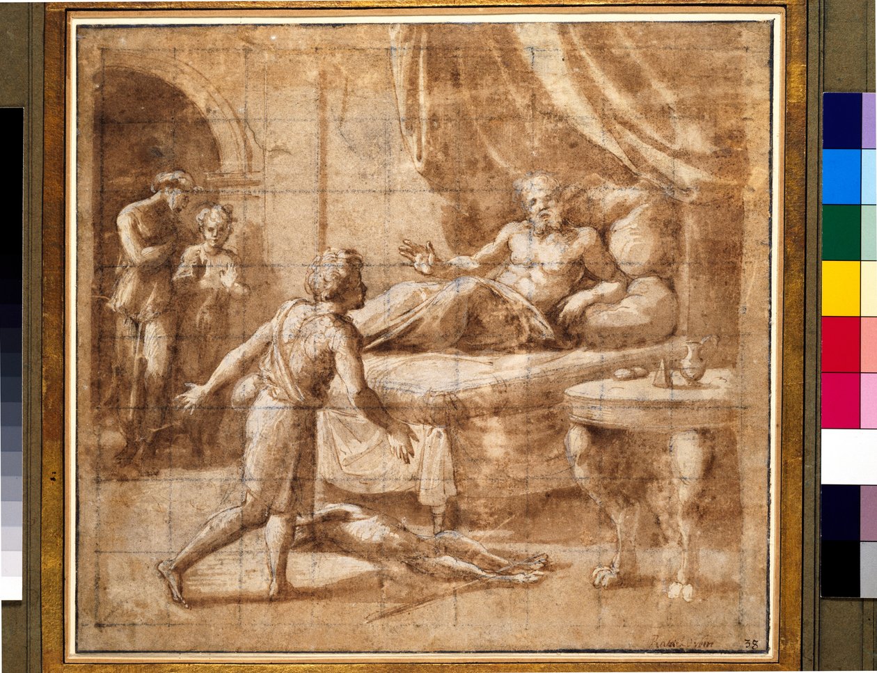 Ezaw żądający błogosławieństwa Izaaka (pióro i atrament z gwaszem na papierze) autorstwa Raffaello Sanzio Raphael