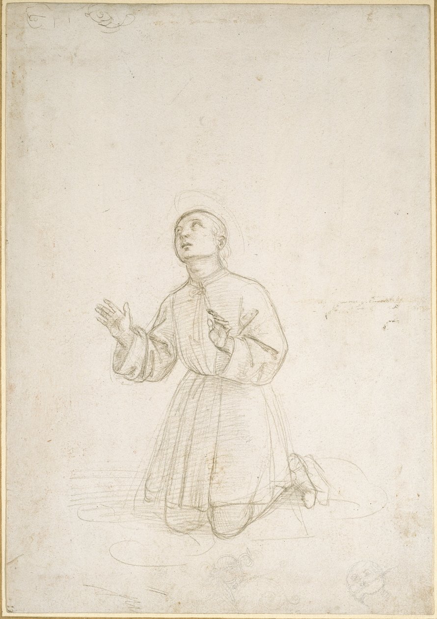 Klęcząca postać młodzieńca, WA1846.153 autorstwa Raffaello Sanzio Raphael