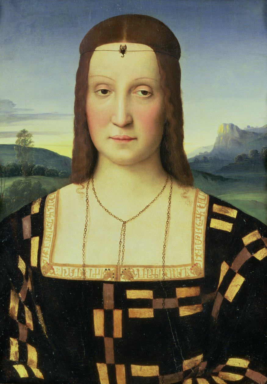 Portret Elżbiety Gonzagi, ok.1504 autorstwa Raffaello Sanzio Raphael