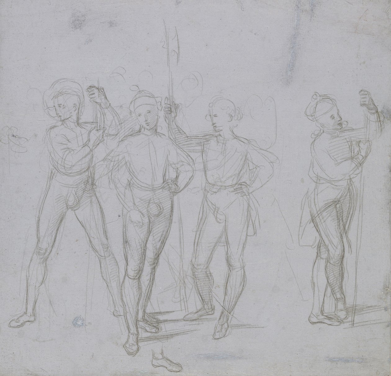 Recto: Grupa czterech żołnierzy stojących, WA1846.154 autorstwa Raffaello Sanzio Raphael
