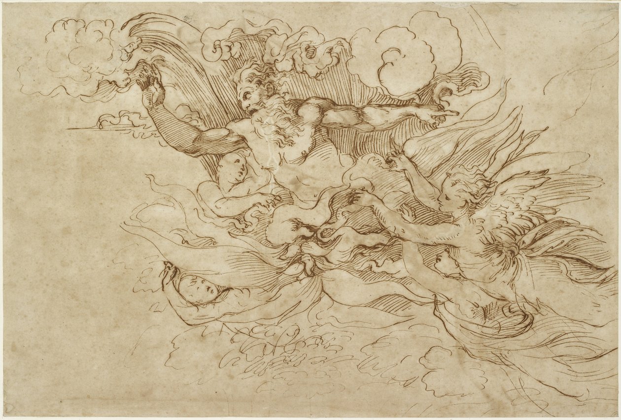 Recto: Studium Boga ukazującego się Mojżeszowi, WA1846.138 autorstwa Raffaello Sanzio Raphael