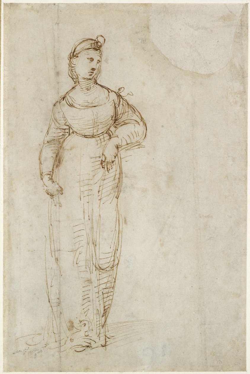 Recto: Studium dla św. Katarzyny, WA1846.168 autorstwa Raffaello Sanzio Raphael