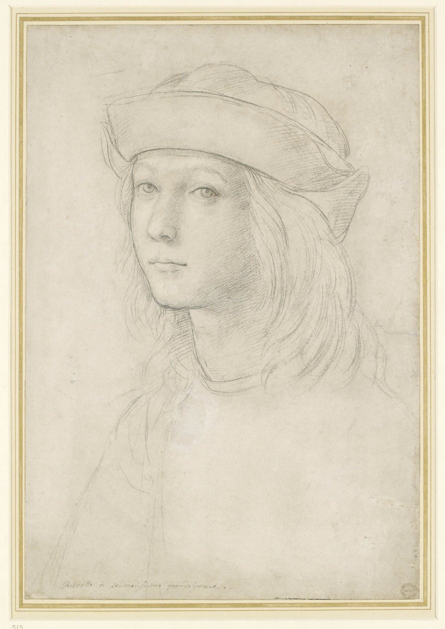 Autoportret (kreda podkreślona bielą na papierze) autorstwa Raffaello Sanzio Raphael