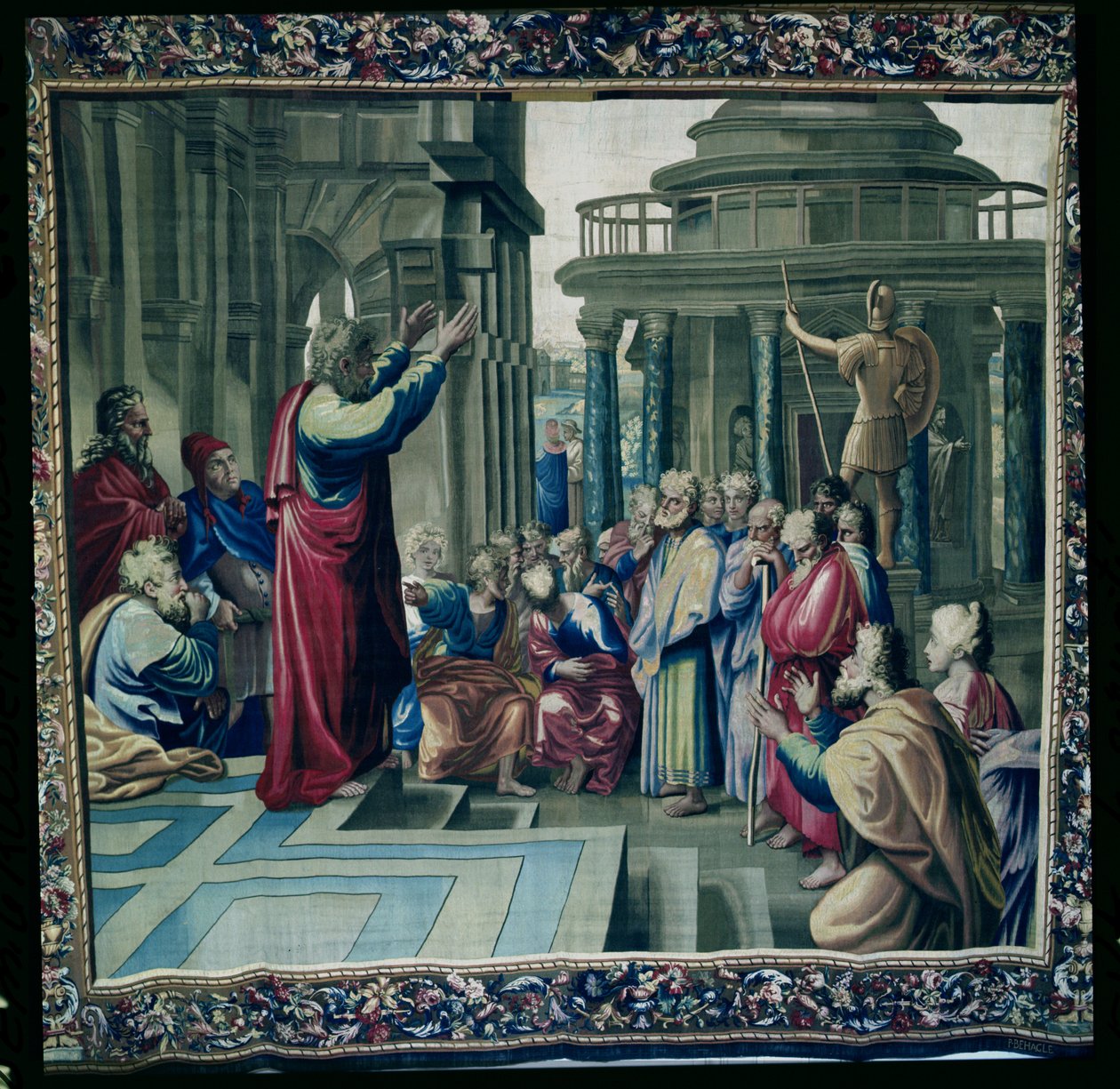 Kaznodzieja św. Pawła na Areopagu, z cyklu Dziejów Apostolskich, tkanego w warsztacie Beauvais pod kierunkiem Philippe