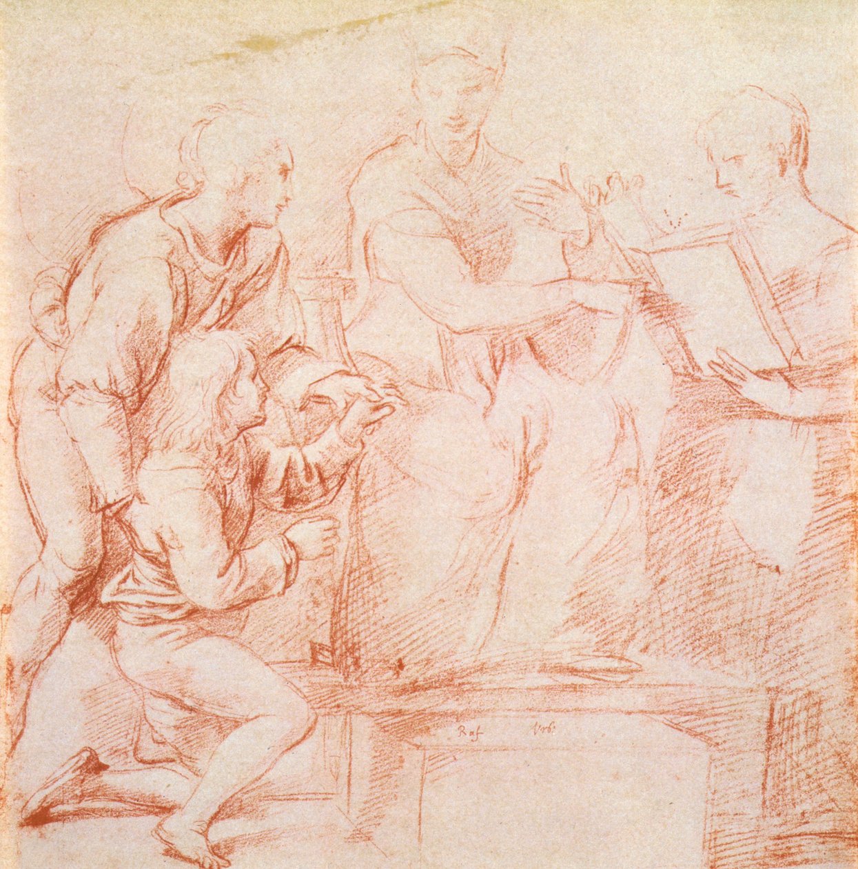 Studium do „Sacre Conversazione” (kreda) autorstwa Raffaello Sanzio Raphael
