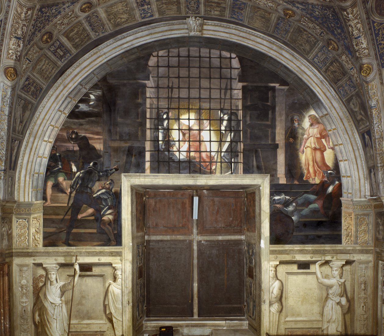 Wyzwolenie św. Piotra, Sala Heliodora, 1514 autorstwa Raffaello Sanzio Raphael