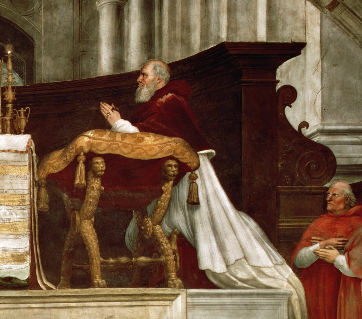 Msza w Bolsenie, ze stancji dellEliodor, 1511-14 detal fresku z 30259 autorstwa Raffaello Sanzio Raphael