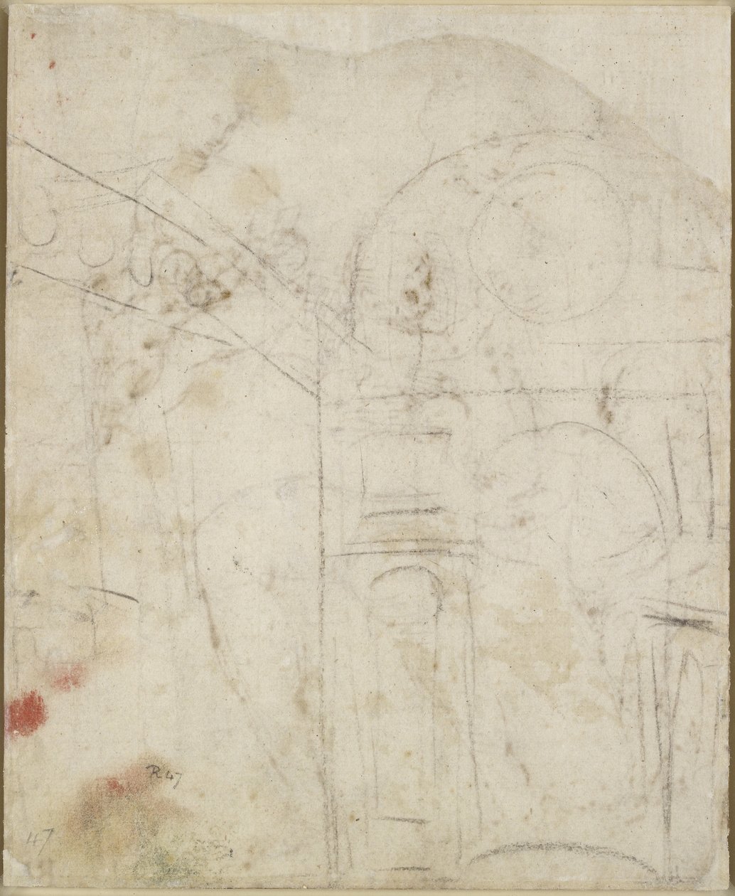 Verso: Detal architektoniczny niszy, WA1846.159 autorstwa Raffaello Sanzio Raphael