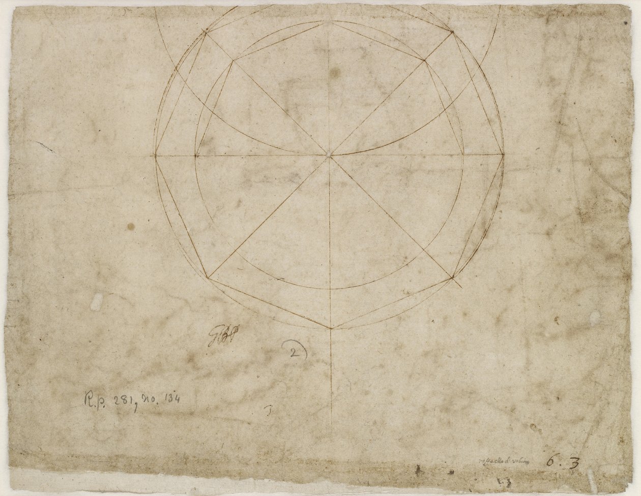 Verso: Kulisty projekt geometryczny, WA1846.199 autorstwa Raffaello Sanzio Raphael