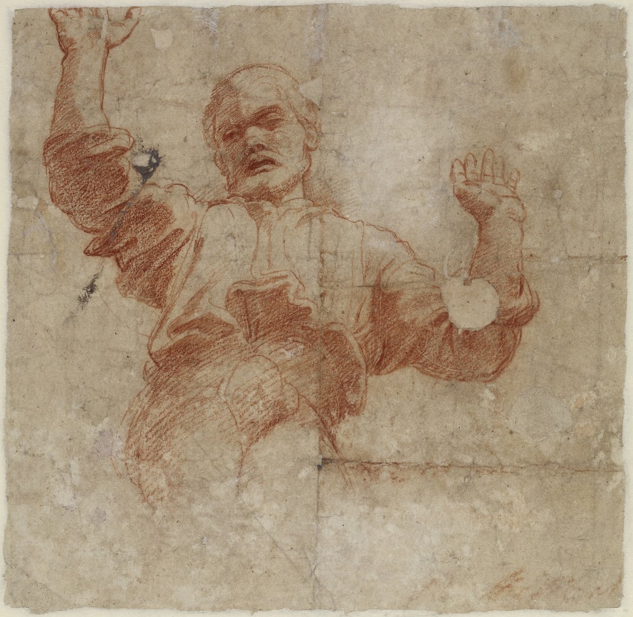Verso: Studium dla postaci Wszechmogącego, WA1846.207 autorstwa Raffaello Sanzio Raphael