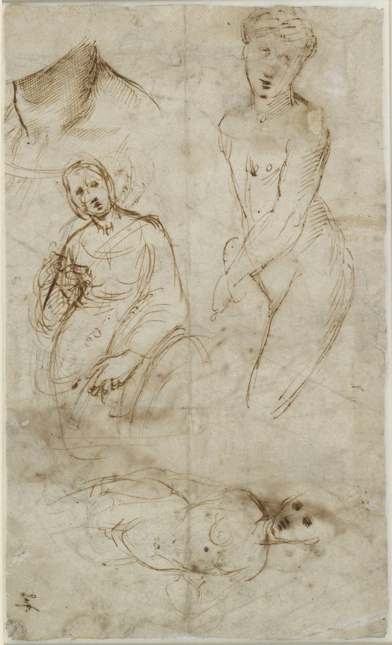 Verso: Różne badania, WA1846.177 autorstwa Raffaello Sanzio Raphael