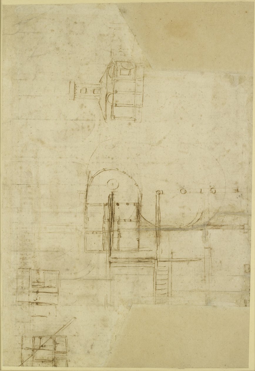 Verso: Różne z grubsza naszkicowane plany terenu, WA1846.215 autorstwa Raffaello Sanzio Raphael