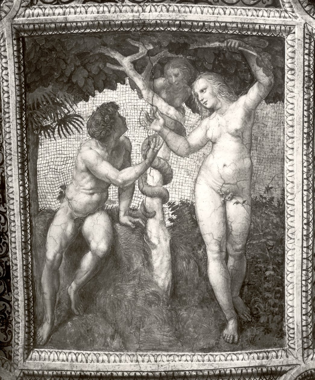 Adam i Ewa, ze Stanza della Segnatura, ok. 1508-11 autorstwa Raffaello Sanzio Raphael