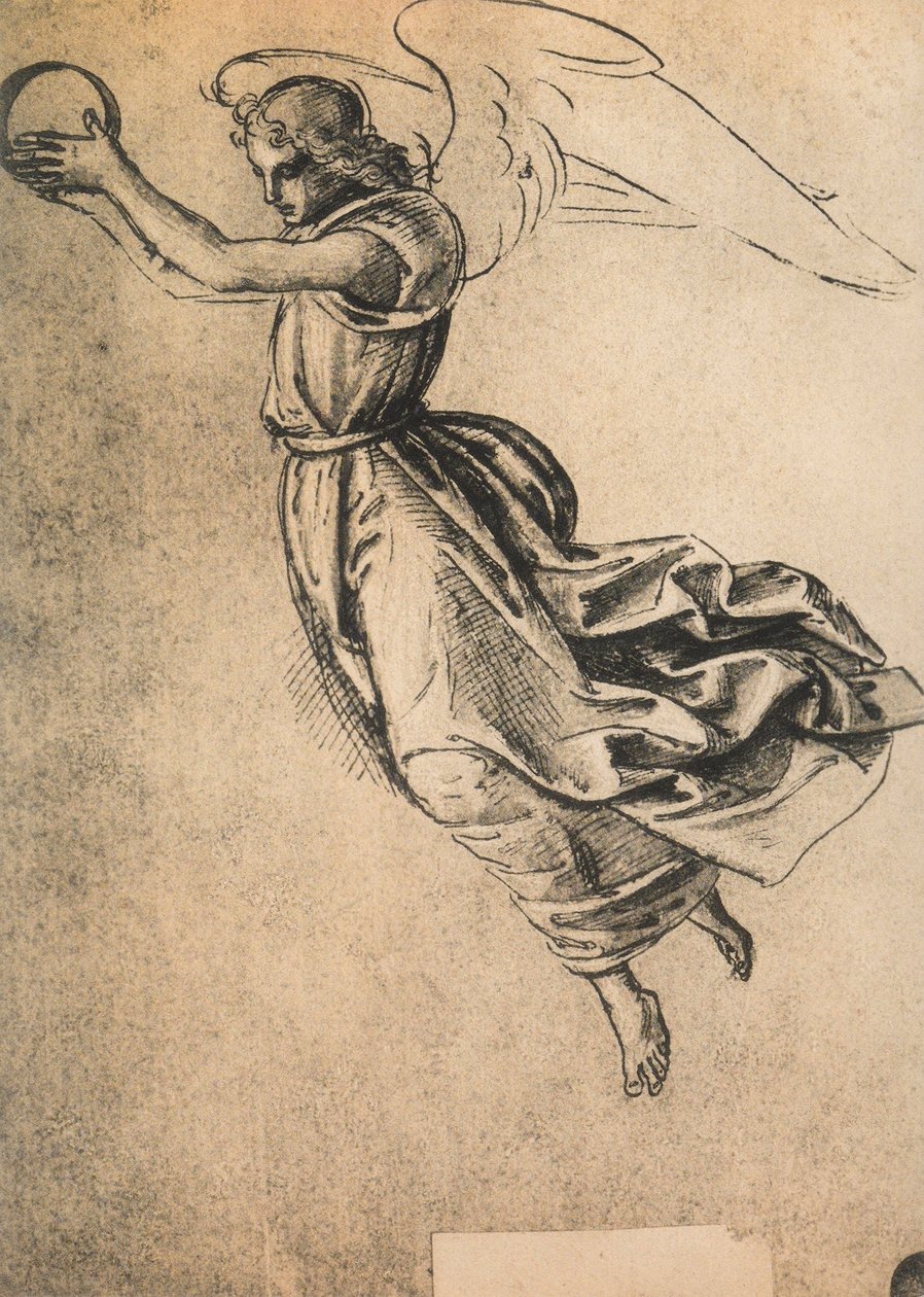Anioł; rysunek Rafaela. Galerie dellAccademia, Wenecja autorstwa Raffaello Sanzio Raphael