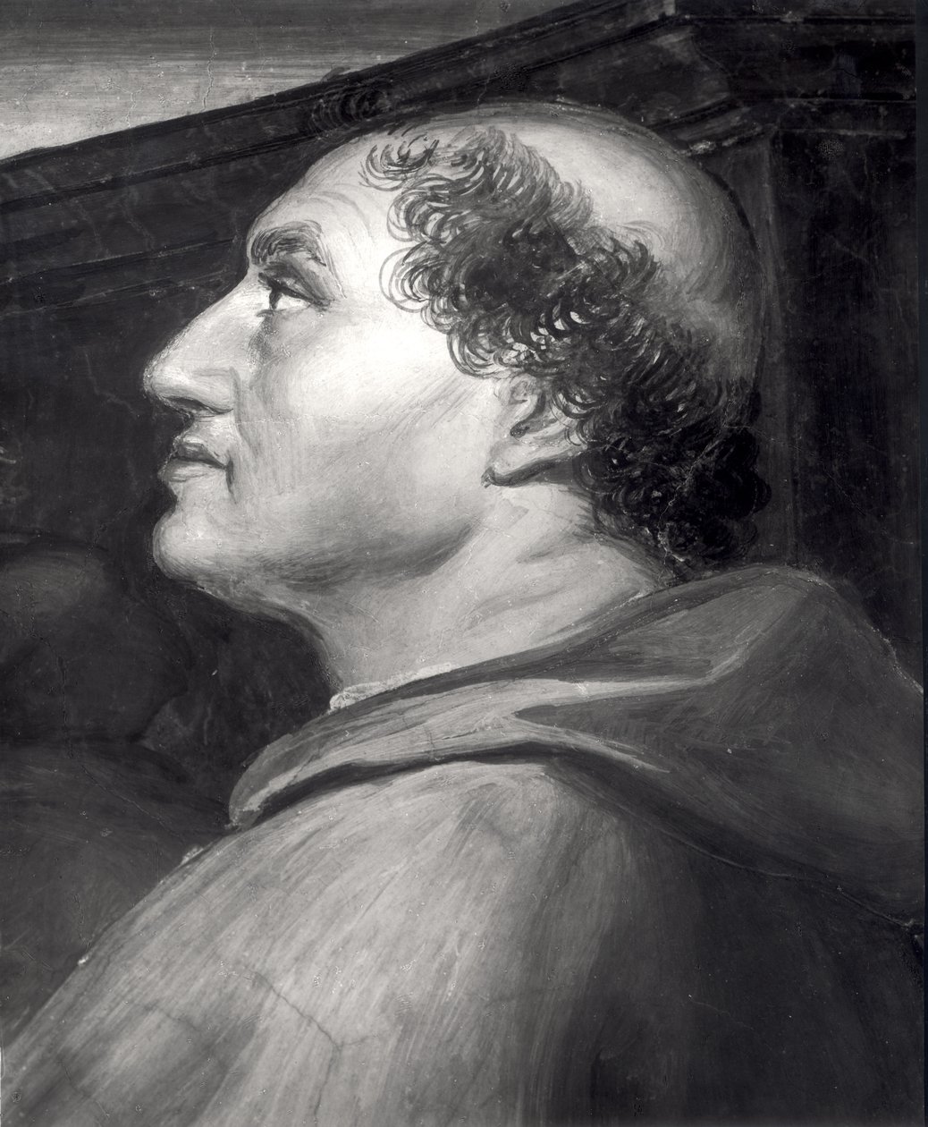 Szczegół kardynała Raffaele Riario (1451-1521) z Mszy Bolsena, w Stanza dellEliodor, 1512-14 autorstwa Raffaello Sanzio Raphael