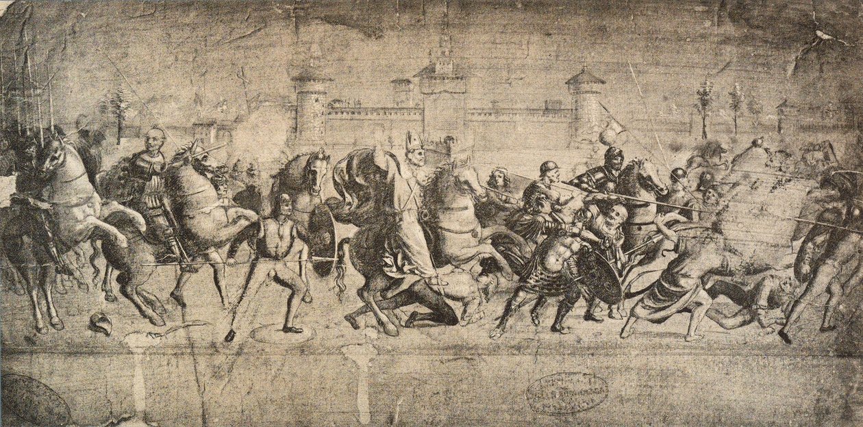 Kawalerowie w walce; rysunek Rafaela. Gallerie dellAccademia, Wenecja autorstwa Raffaello Sanzio Raphael