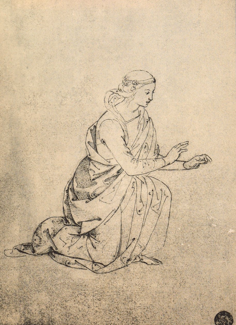 Klęcząca postać kobieca; rysunek Rafaela. Gallerie dellAccademia, Wenecja autorstwa Raffaello Sanzio Raphael