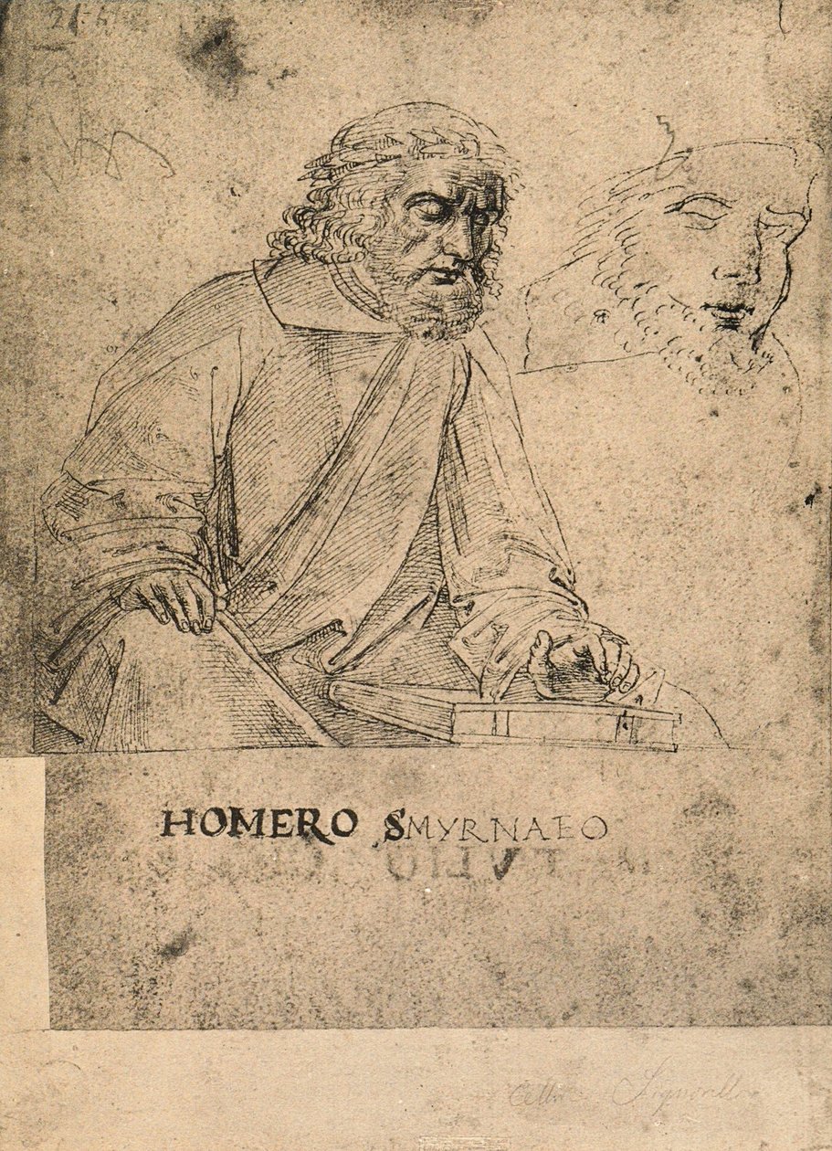 Homera; rysunek Rafaela. Gallerie dellAccademia, Wenecja autorstwa Raffaello Sanzio Raphael