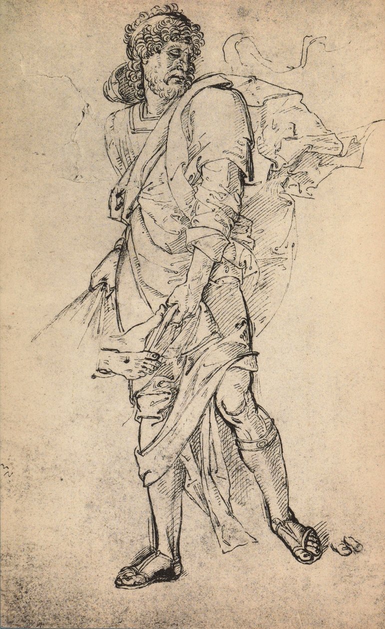 Postać męska z płaszczem; rysunek Rafaela. Gallerie dellAccademia, Wenecja autorstwa Raffaello Sanzio Raphael