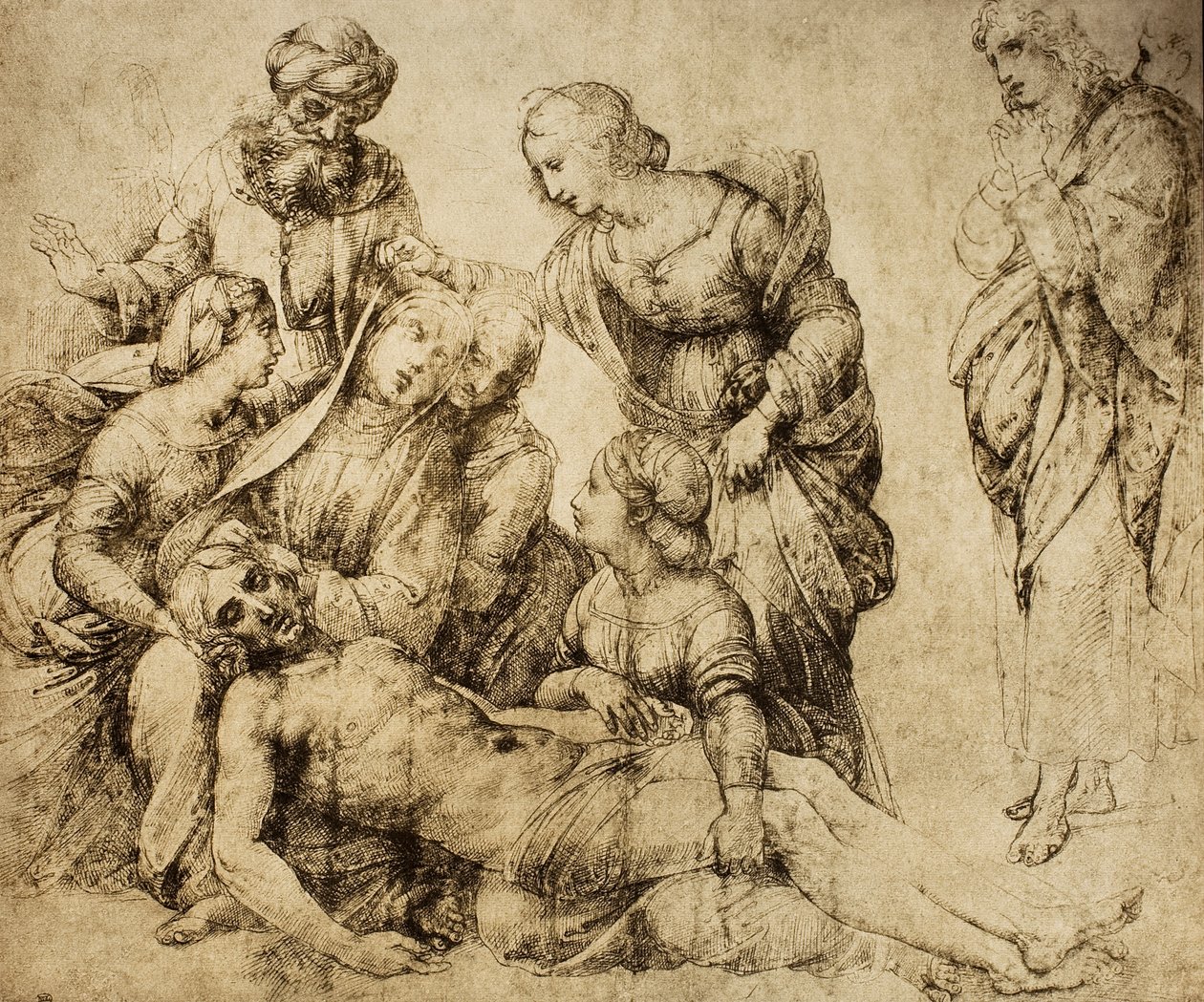 Pieta; rysunek Rafaela. Luwr, Paryż autorstwa Raffaello Sanzio Raphael