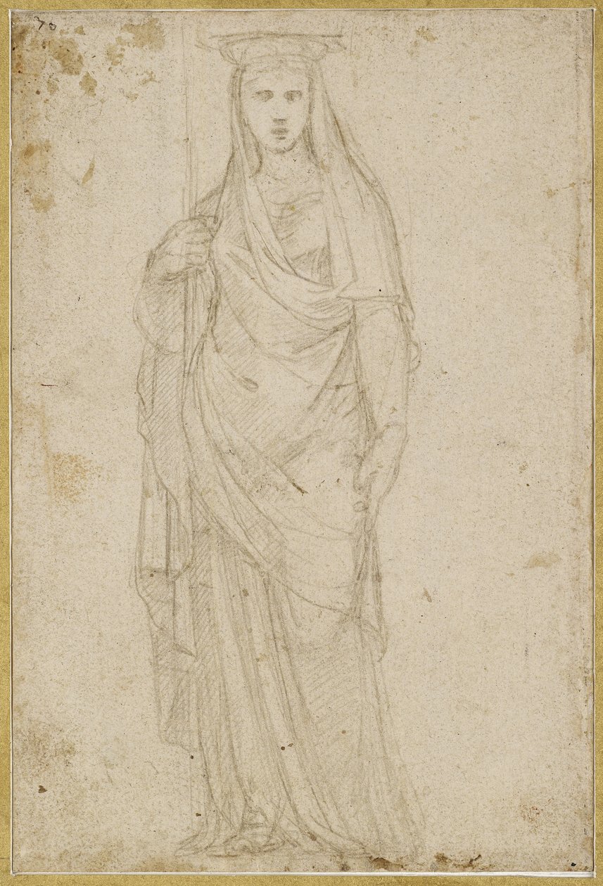 Recto: A Caryatid, WA1965.47.5 (silverpoint na preparacie w kolorze jasnego kamienia na kremowym papierze) autorstwa Raffaello Sanzio Raphael