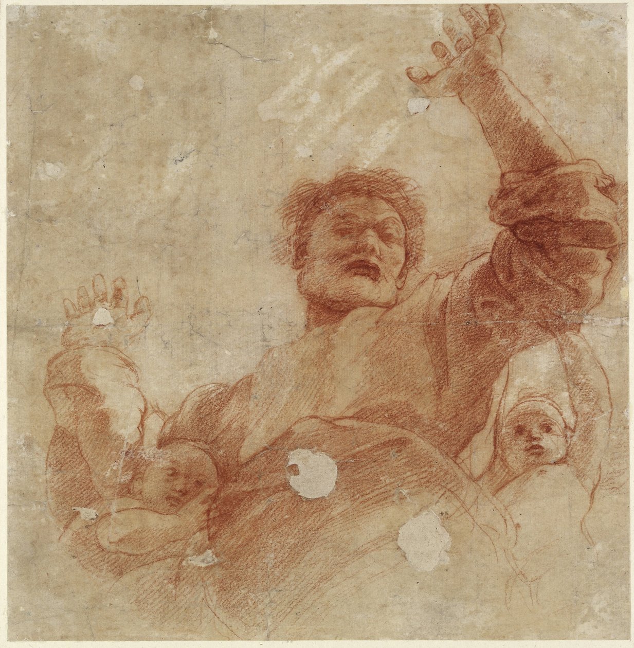 Recto: Studium dla postaci Wszechmogącego, WA1846.207 (czerwona kreda na ślepym rysiku) autorstwa Raffaello Sanzio Raphael
