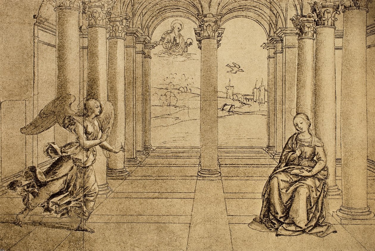 Zwiastowanie; rysunek Rafaela. Luwr, Paryż autorstwa Raffaello Sanzio Raphael