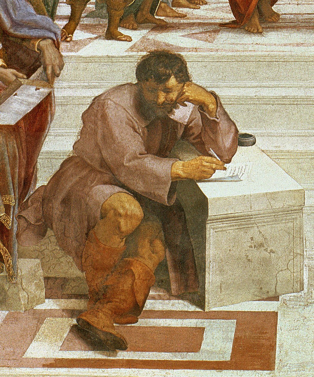 Szkoła Ateńska, fragment figur po lewej stronie, 1510-11 (detal 87597) autorstwa Raffaello Sanzio Raphael