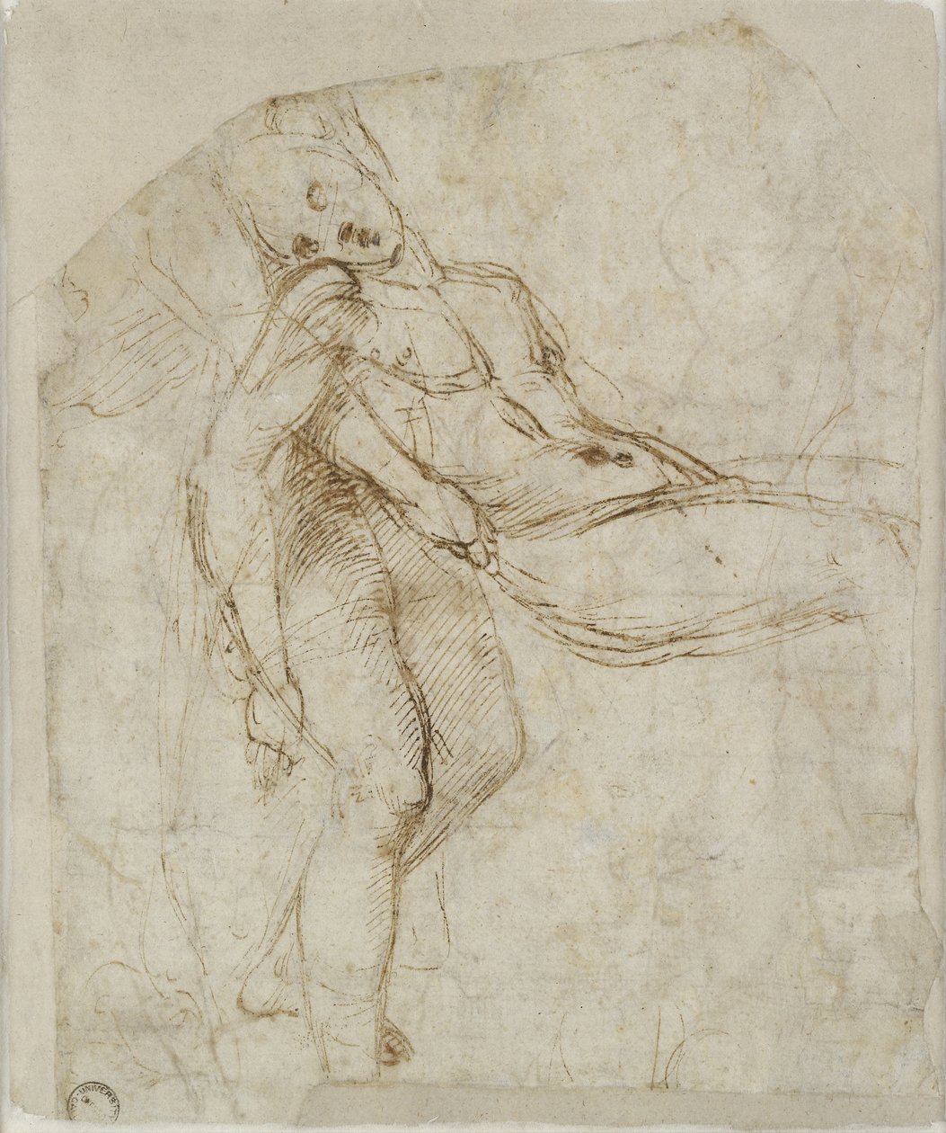 Verso: Martwy Chrystus niesiony do grobu, WA1846.166 (pióro i brązowy atrament na białym papierze) autorstwa Raffaello Sanzio Raphael