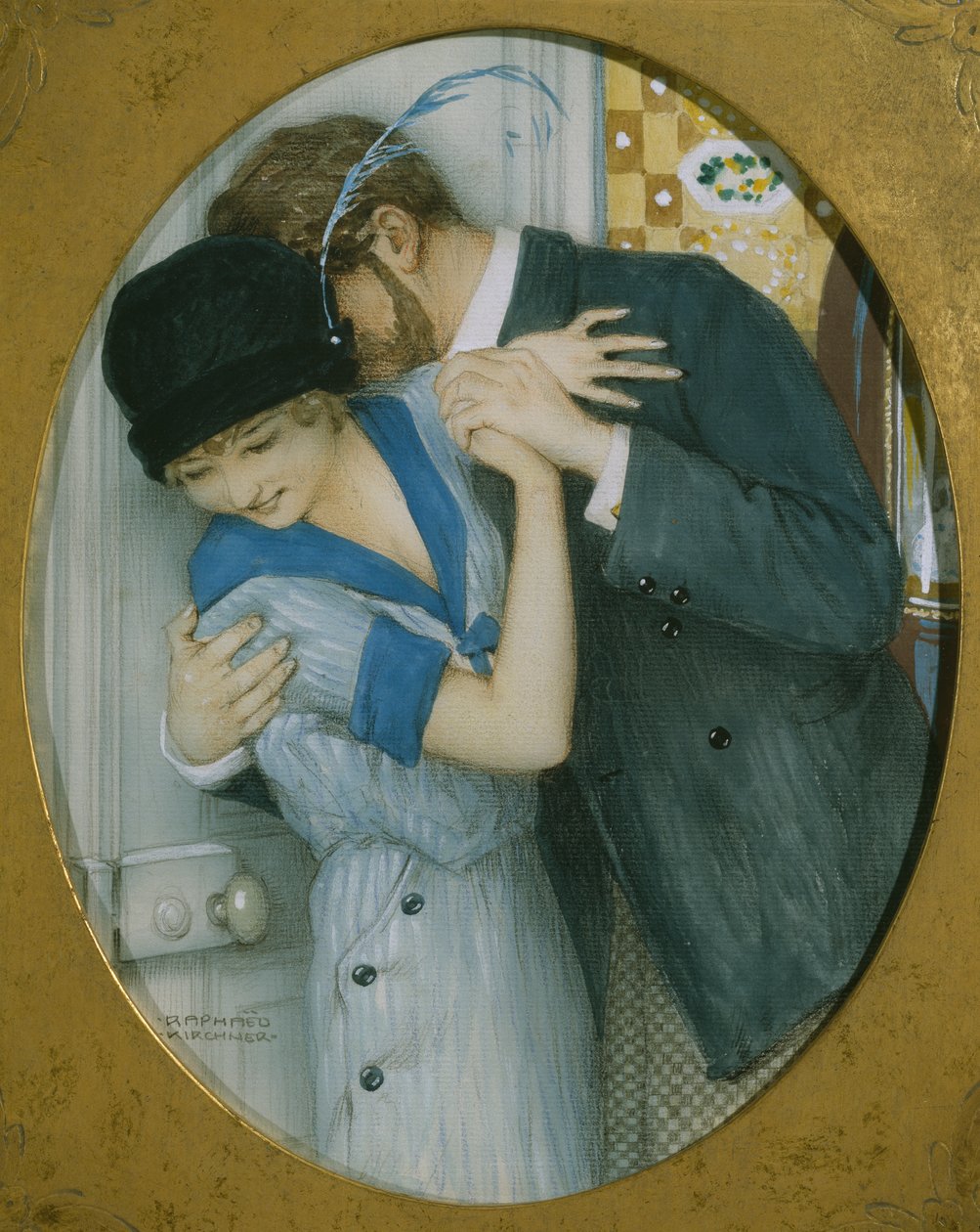 The Embrace (pastel i ołówek i toaleta na papierze) autorstwa Raphael Kirchner