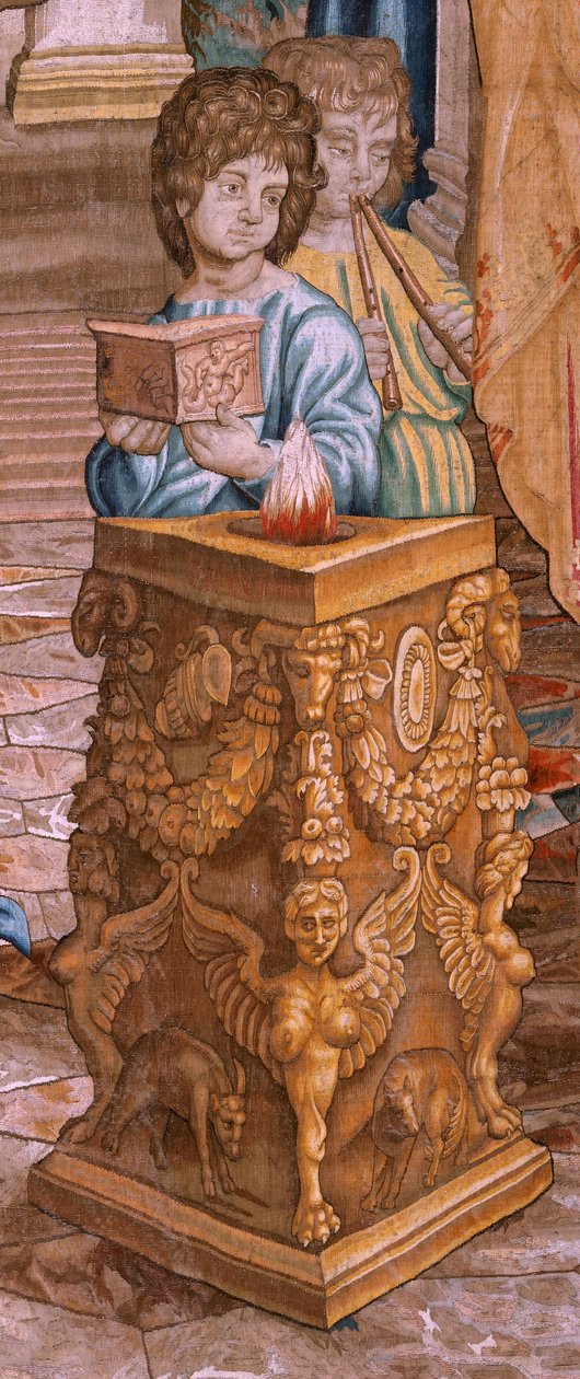Flamandzki gobelin. Seria Dzieje Apostolskie. Św. Paweł i Św. Barnaba w Listrze (San Pablo y San Bernabé en Lystra). 8. Tkanina w serii, została podzielona na dwie części, aby dopasować ją do pomieszczenia. Model Cartoon autorstwa Rafaela Sanzio. 1519. Man autorstwa Raphael