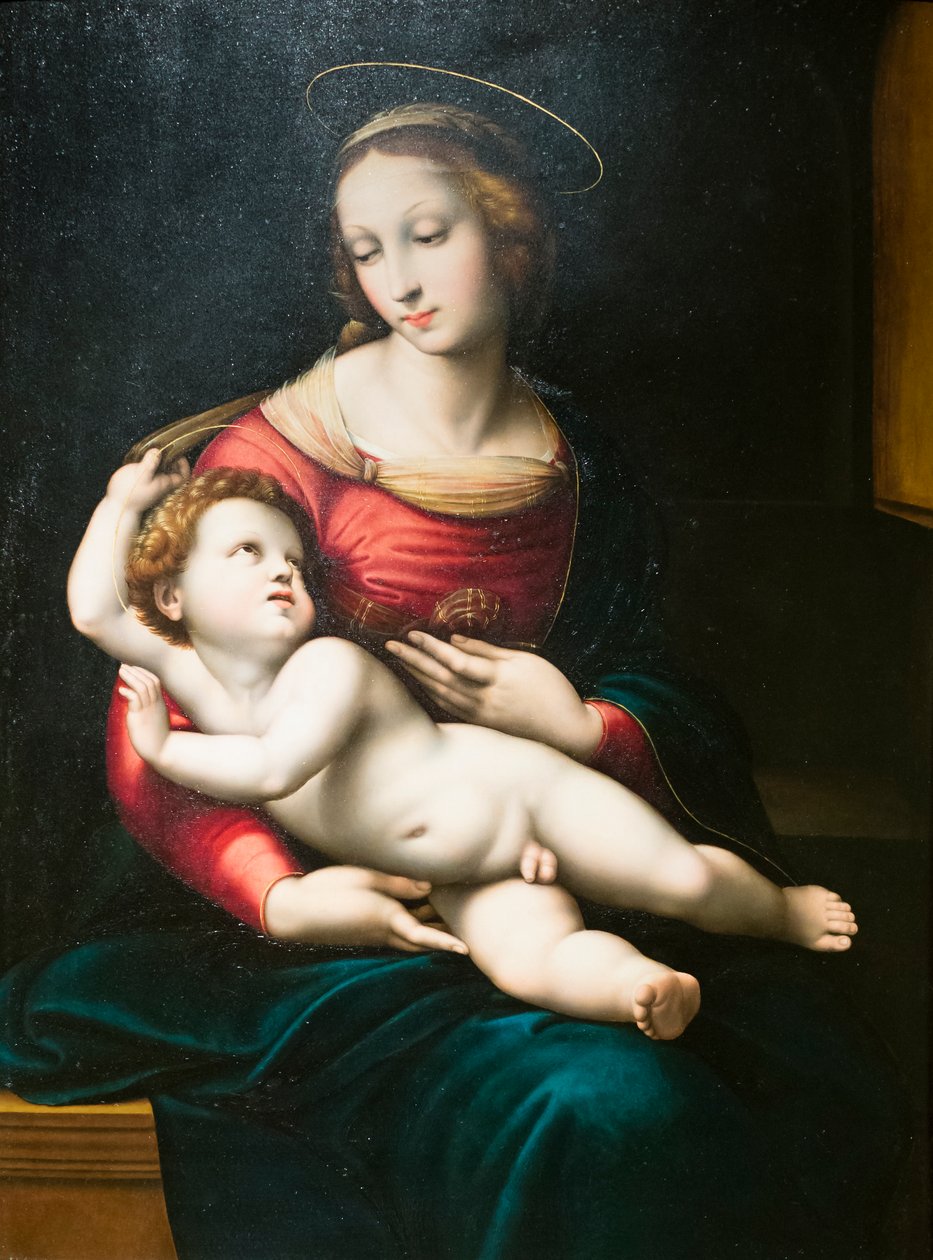 Dziewica z Dzieciątkiem, wg Rafała (olej na desce) autorstwa Raphael (1483 1520) (after)