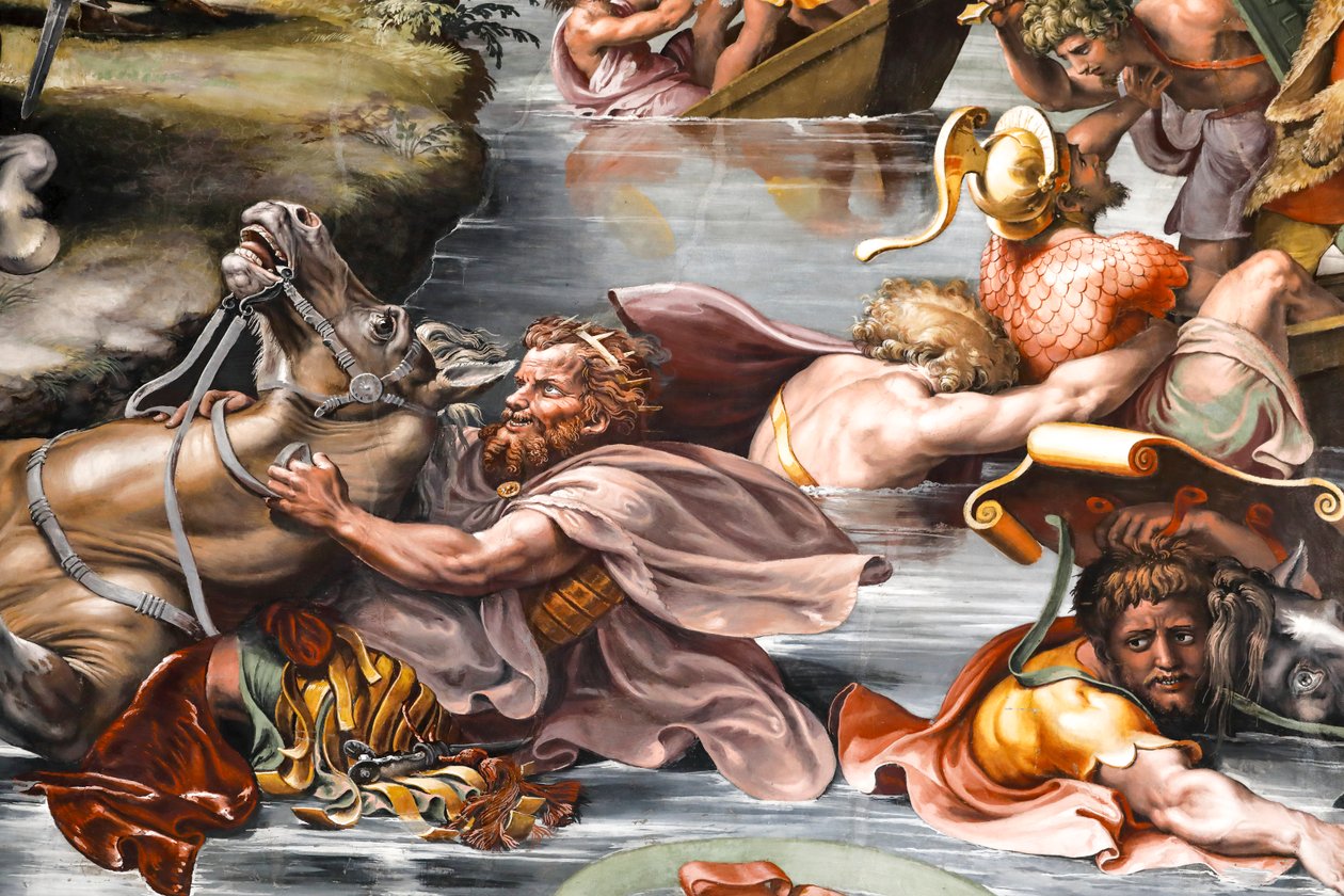 Bitwa pod mostem Mulwijskim, szczegół. 1517-1524 (fresk) autorstwa Raphael