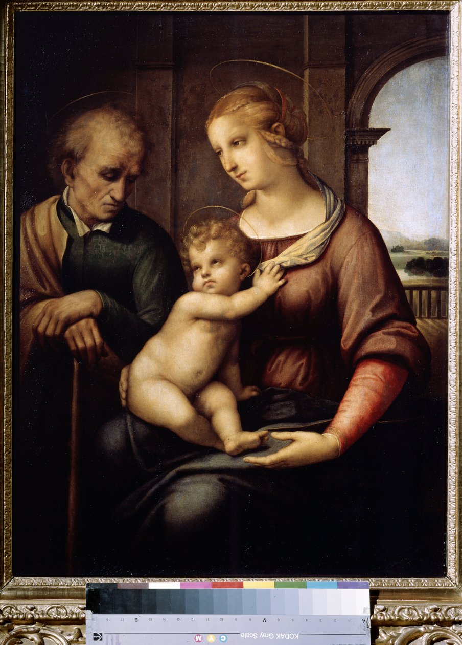 La Sainte famille avec Święty Józef bez brody lub Święta Rodzina lub Madonna z Józefem bez brody. Peinture de Raffaello Sanzio dit Raphael (1483-1520) autorstwa Raphael