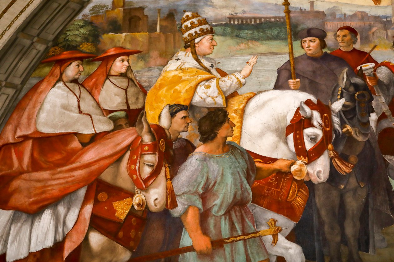 Spotkanie św. Leona Wielkiego z Attylą. 1511-1514 (fresk) autorstwa Raphael