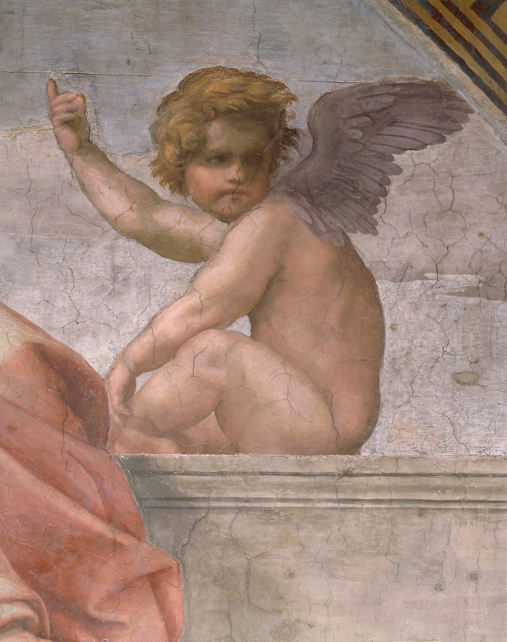 Putto przedstawiający wiarę, szczegóły cnót kardynalnych i teologicznych oraz prawa autorstwa Raphael (1483 1520)
