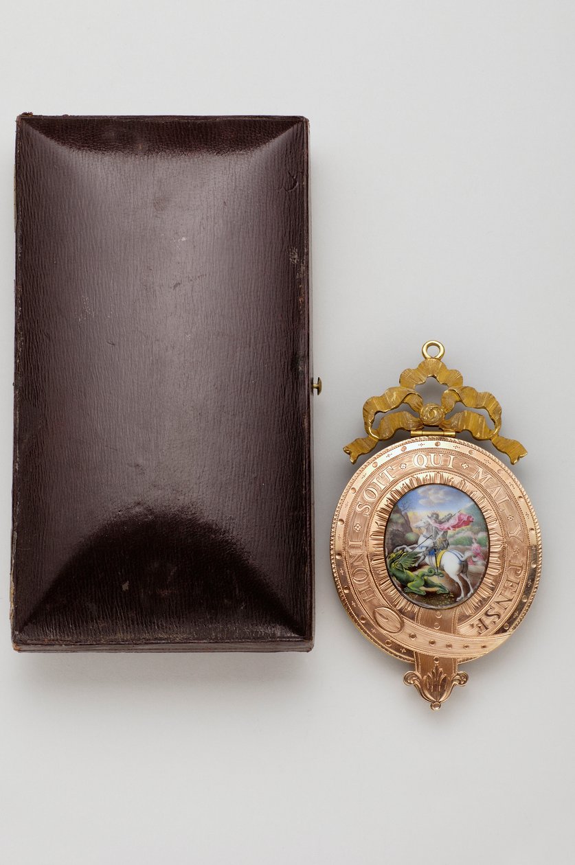 Order Podwiązki - Mniejszy Jerzy - Rewers wisiorka, z miniaturą na emalii św. Jerzego walczącego ze smokiem (1800-1850) autorstwa after Raphael