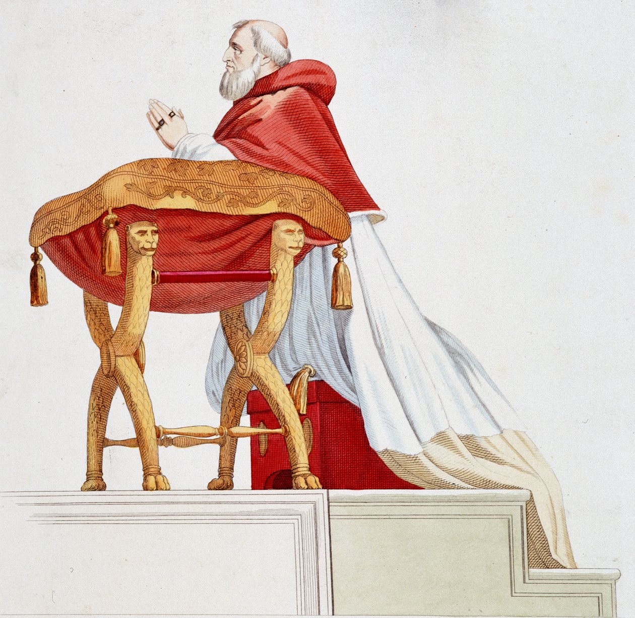 Portret papieża Julesa II w modlitwie. Grawerowanie według obrazu Rafaela (Raffaello Sanzio autorstwa after Raphael