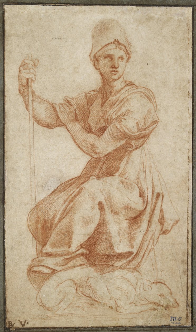 Alegoryczna postać kobieca; Alegoria Fides, WA1956.21 (czerwona kreda) autorstwa Raphael