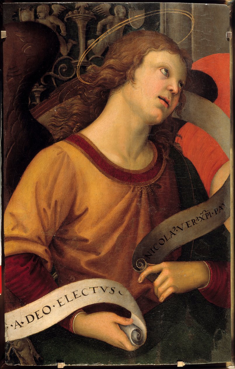 Anioł. Fragment ołtarza Baronciego. Obraz Raffaello Sanzio dit Raphael (1483-1520) autorstwa Raphael